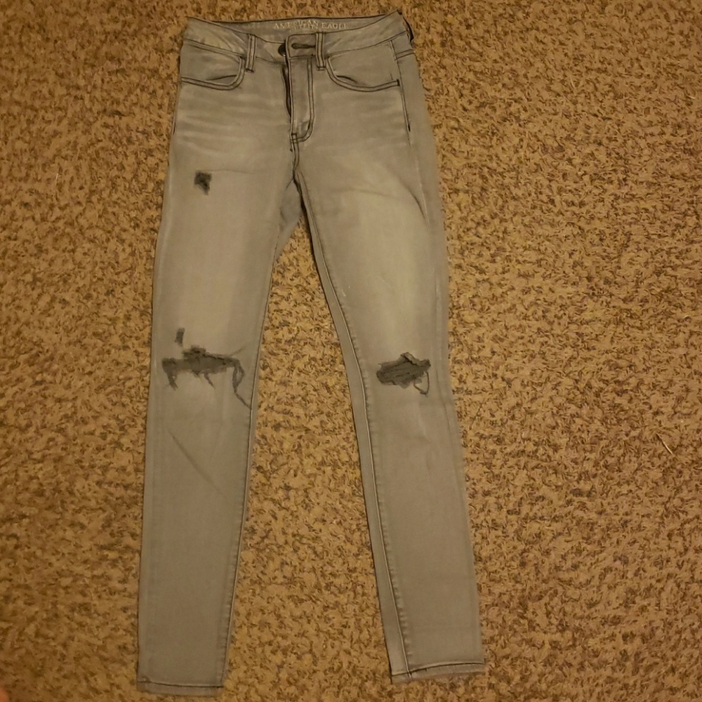 Grey distressed jeans